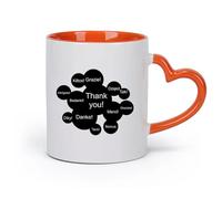 DEBINGY cerámica Tazas Resistentes Diferentes versiones en idiomas Gracias Gracias Vocabulario internacional Negocios （11oz/320ml） Para la oficina y el hogar Naranja