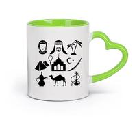 DEBINGY cerámica Tazas Resistentes Espada de cachimba árabe especial india para fumar, fumar, comer camellos frescos （11oz/320ml） Restaurante, oficina Verde