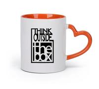 DEBINGY cerámica Tazas Resistentes Frases motivacionales: Piensa fuera de lo establecido e inspira a tu equipo （11oz/320ml） Para el hogar y la oficina Naranja