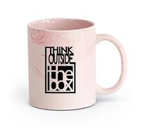 DEBINGY cerámica Tazas Resistentes Frases motivacionales: Piensa fuera de lo establecido e inspira a tu equipo （11oz/320ml） Para el hogar y la oficina Rosa mármol