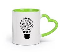 DEBINGY cerámica Tazas Resistentes Investigación sobre el concepto de filosofía escolar, educación y herramientas de aprendizaje （11oz/320ml） Gran regalo para parejas Verde