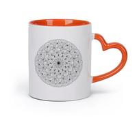 DEBINGY cerámica Tazas Resistentes Mandala abstracto con pétalos y puntos ornamentados para meditar. （11oz/320ml） Para té, café y bebidas calientes Naranja