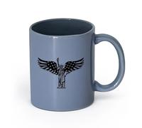 DEBINGY cerámica Tazas Resistentes Patriotismo de la ciudad de Nueva York Estatua de la Libertad Monumento a la bandera estadounidense （11oz/320ml） Para el hogar o el trabajo Gris azulado