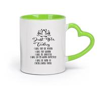 DEBINGY cerámica Tazas Resistentes Principios de Reiki Oración Loto Citas inspiradoras Estudio de yoga （11oz/320ml） Para café, avena, té, fácil de limpiar Verde