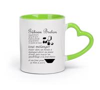 DEBINGY cerámica Tazas Resistentes Receta de cocina Pastel bretón Palabra francesa Restaurante Panadería Cocina Chef （11oz/320ml） Gran regalo para parejas Verde