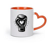 DEBINGY cerámica Tazas Resistentes Un guante de boxeador con un corazón que emana poder y afecto en un golpe impactante. （11oz/320ml） Gran regalo para parejas Naranja