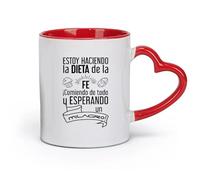 DEBINGY Cerámica Tazas y tazas frescas Estoy Haciendo La Dieta De La Fe Restaurante de cocina español (11oz/320ml) Apto para lavavajillas Rojo