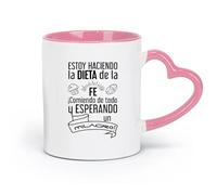 DEBINGY Cerámica Tazas y tazas frescas Estoy Haciendo La Dieta De La Fe Restaurante de cocina español (11oz/320ml) Apto para lavavajillas Rosa