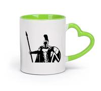 DEBINGY cerámica Vajilla de Cerámica para Hogar Soldado espartano guerrero conflicto militar （11oz/320ml） Apto para lavavajillas y microondas, para la oficina y el hogar Verde