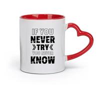 DEBINGY Cerámica Vasos de cerámica para el hogar Si no lo pruebas, nunca lo sabrás （11oz/320ml） Capuchino, Latte Macchiato, Té, Espresso Rojo