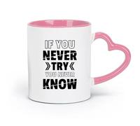 DEBINGY Cerámica Vasos de cerámica para el hogar Si no lo pruebas, nunca lo sabrás （11oz/320ml） Capuchino, Latte Macchiato, Té, Espresso Rosa