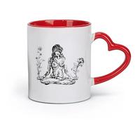 DEBINGY ceramics Ceramic Coffee Cup Abstract Woman Meditation Woman Girl Pattern Yoga （11oz/320ml） Great Gift for Lovers Red