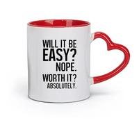 DEBINGY ceramics Ceramic Coffee Cup Will It Be Easy? Quotes Worth Fitnesscenter Babe Motivational Quotes （11oz/320ml） and Microwave-Safe Red