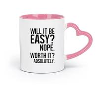 DEBINGY ceramics Ceramic Coffee Cup Will It Be Easy? Quotes Worth Fitnesscenter Babe Motivational Quotes （11oz/320ml） and Microwave-Safe Pink