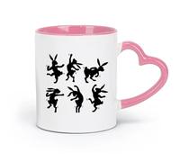 DEBINGY ceramics Ceramic Coffee Mug Cute Rabbit Animal Dancing Cool Style Children'S Room （11oz/320ml） Restaurant, Office Pink