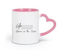 DEBINGY ceramics Ceramic Coffee Mug Life Is Not About Waiting For The Storm To Pass （11oz/320ml） Great Gift for Lovers Pink