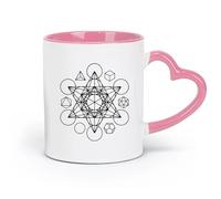 DEBINGY ceramics Ceramic Coffee Mug Metatron'S Cube Holy Star Tetrahedron Fire Earth Air Water Universe （11oz/320ml） Nice Xmas Gift Pink