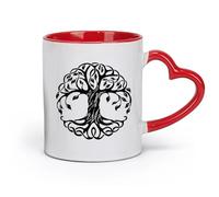 DEBINGY ceramics Ceramic Cup Mandala Circle Tree Fitnesscenter Yoga Tree Tree Of Life （11oz/320ml） Dishwasher and Microwave Safe Red