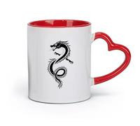 DEBINGY ceramics Ceramic Mug Cup a twisted dragon with fire breaths from it's mouth （11oz/320ml） and Mulled Drinks, Espresso Red