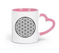 DEBINGY ceramics Ceramic Mug Cup Flower Of Life Boho Mandala Seed Of Life Geometric Pattern Mandala （11oz/320ml） Nice Xmas Gift Pink