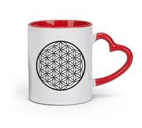 DEBINGY ceramics Ceramic Mug Cup Flower Of Life Boho Mandala Seed Of Life Geometric Pattern Mandala （11oz/320ml） Nice Xmas Gift Red
