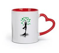 DEBINGY ceramics Ceramic Mug Cup Girl Tree Leaves Roots Yoga Meditation Relaxation Fitnesscenter Center （11oz/320ml） Nice Xmas Gift Red
