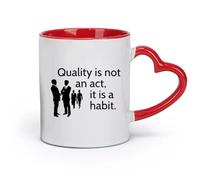 DEBINGY ceramics Ceramic Mug Cup Inspirational Quotes: Quality Is Not An Act But A Habit （11oz/320ml） Restaurant, Office Red