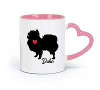 DEBINGY ceramics Ceramic Mug Cup Japanese Chin Use Your Dog'S Pet Dog With Red Heart （11oz/320ml） for Tea, Hot Chocolate Pink