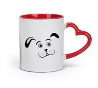 DEBINGY ceramics Ceramic Mug Gift Box Latte Mug with Handle Puppy Pet Animal Eating Cute （11oz/320ml） Restaurant, Office Red