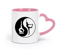 DEBINGY ceramics Ceramic Mug Gift Box Latte Mug with Handle Yin Yang Graphic Pose Logo Yoga （11oz/320ml） Dishwasher Safe Pink