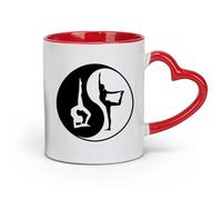 DEBINGY ceramics Ceramic Mug Gift Box Latte Mug with Handle Yin Yang Graphic Pose Logo Yoga （11oz/320ml） Dishwasher Safe Red