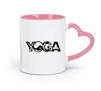 DEBINGY ceramics Ceramic Mug Gift Box Latte Mug with Handle Yoga Studio Yoga Logo （11oz/320ml） Stylish & Durable - Microwave & Dishwasher Safe Pink
