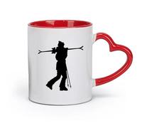 DEBINGY ceramics Ceramic Tea Cup Mountain Skier Winter Sport Downhill Skiing （11oz/320ml） Humorous Gift for Coffee Lovers, Work Besties, Coworkers & Friends Red