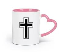 DEBINGY ceramics Coffee and Tea Cups Christian Cross Christian Religion Culture Church （11oz/320ml） for Milk Tea Cola Water Pink