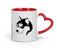 DEBINGY ceramics Coffee and Tea Cups Husky Animal Cute Husky Dog Boy Girl House （11oz/320ml） Cappuccino, Latte Macchiato, Tea, Espresso Red
