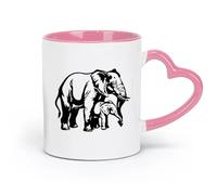 DEBINGY ceramics Coffee Cup African Animals Elephant Animals India Africa Savannah （11oz/320ml） for Milk Tea Cola Water Pink