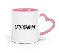 DEBINGY ceramics Coffee Cups with Handle Vegetarianism Is Lifewords Kitchen （11oz/320ml） for Coffee, Soup, Tea, Milk, Latte, hot Cocoa, Ladies, Men Pink