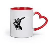 DEBINGY ceramics Coffee & Hot Drinks Ninja Japanese Warrior Samurai Warrior Boy Child （11oz/320ml） Gift for Men or Women Red