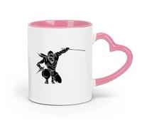 DEBINGY ceramics Coffee & Hot Drinks Ninja Japanese Warrior Samurai Warrior Boy Child （11oz/320ml） Gift for Men or Women Pink