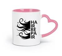 DEBINGY ceramics Coffee Milk Tea Ceramic Mugs Beauty Hair Repair Salon Logo Barber （11oz/320ml） for Tea, Hot Chocolate Pink