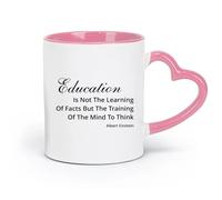 DEBINGY ceramics Coffee Milk Tea Ceramic Mugs Introduction To School Education （11oz/320ml） Cappuccino, Latte Macchiato, Tea, Espresso Pink
