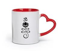 DEBINGY ceramics Coffee Milk Tea Ceramic Mugs Lotus Relaxation Meditation Zen Yoga Room （11oz/320ml） Café or Restaurant Use Red