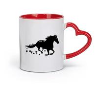DEBINGY ceramics Coffee Milk Tea Ceramic Mugs Wild Horse Running Horse Horse With Stars （11oz/320ml） for Tea, Coffee & Hot Drinks Red