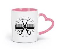 DEBINGY ceramics Coffee Mug, Circle Comb Scissors Hair Tools Beauty Salon （11oz/320ml） Coffee, Tea, Latte, Milk, Cocoa, Juice and Other Hot Drinks Pink