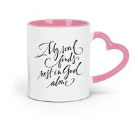 DEBINGY ceramics Coffee Mug My Soul Finds Rest Only In God Psalm 62:1 Bible Christian （11oz/320ml） and Mulled Drinks, Espresso Pink