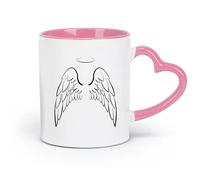 DEBINGY ceramics Coffee Mug with Handle - Classic Ceramic Angel Wings Baby Room Fashion （11oz/320ml） for Tea, Hot Chocolate Pink