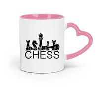 DEBINGY ceramics Coffee Mug with Handle - Classic Ceramic Chess Players Club Tattoo （11oz/320ml） Café or Restaurant Use Pink