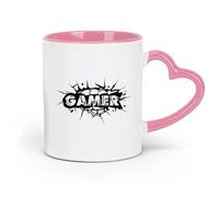 DEBINGY ceramics Coffee Mug with Handle - Classic Ceramic Game Room Gamer Boy （11oz/320ml） for Coffee, Soup, Tea, Milk, Latte, hot Cocoa, Ladies, Men Pink