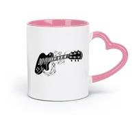 DEBINGY ceramics Coffee Mug with Handle - Classic Ceramic Music Guitar Notes Guitar （11oz/320ml） Gift for Men or Women Pink