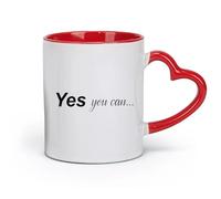 DEBINGY ceramics Coffee Mug, Yes You Can Motivational Quotes Fitnesscenter （11oz/320ml） Coffee, Tea, Latte, Milk, Cocoa, Juice and Other Hot Drinks Red